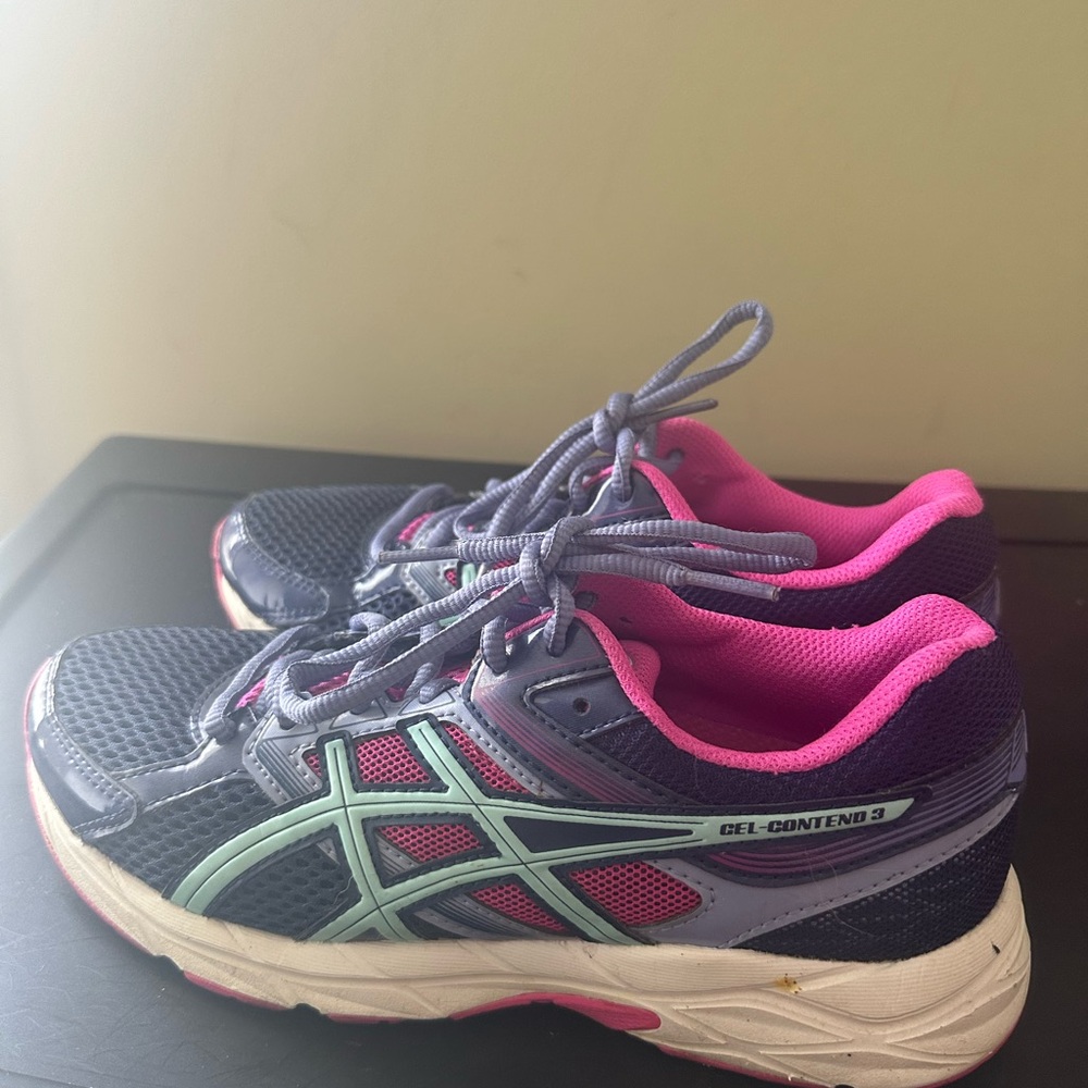 Asics Womens Gel Contend 3 Sneakers Size 6 Purple Pink EUC Running